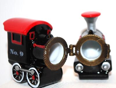 Petite Red & Black Locomotive Hinged Trinket Box 3" x 1 3/4"