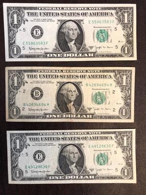 3 SERIES 1963 B $1 BILLS