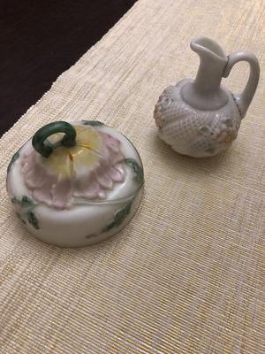 HAND PAINTED MILK GLASS PIECES