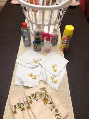 LAUNDRY BASKET / LINENS / HOUSEHOLD CHEMICALS