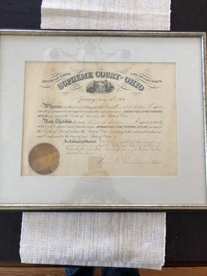 ANTIQUE SUPREME COURT OF OHIO DECLARATION IN FRAME