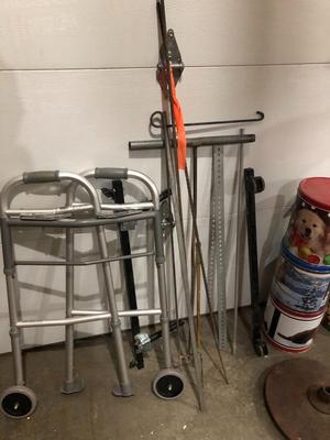 ASSORTED METAL ITEMS / WALKER