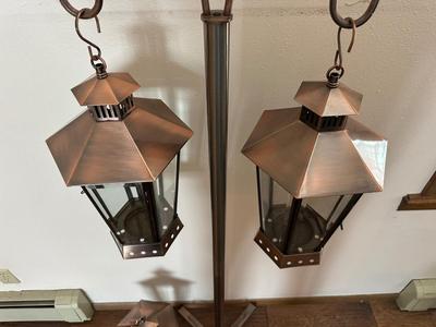 HEAVY, STURDY, FREE STANDING DOUBLE CANDLE LANTERNS WITH 1 EXTRA