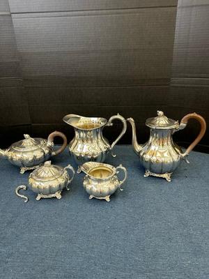 Lot 1268 Vintage Melon Sheffield Silver Plated Community Tea Coffee Service Set 5 piece