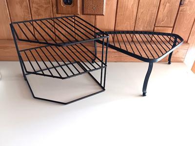 Two metal organizing shelves / cupboard / shelf /pantry / closet organizers.