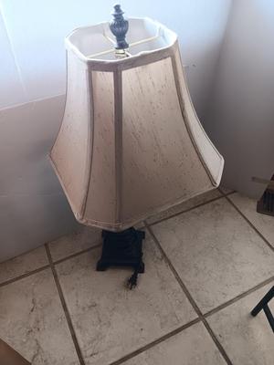 Table lamp with shade - darker marble accent with bronze colored base 1 of 2