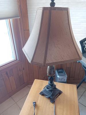 Table lamp with shade - darker marble accent with bronze colored base 1 of 2