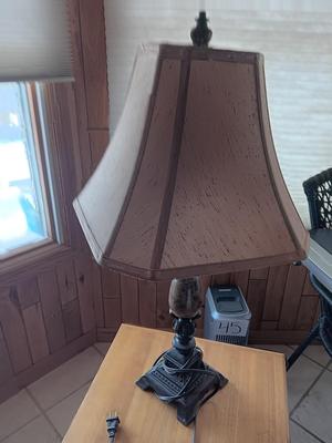 Table lamp with shade - darker marble accent with bronze colored base 2 of 2 - switch