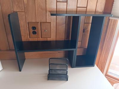 Black adjustable shelving unit - Desk top - with paper organizer