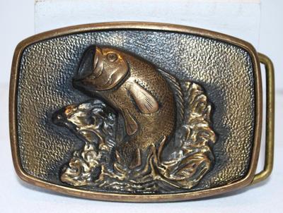 "Largemouth Bass" Belt Buckle Solid Brass "BTS" 1978 3 1/2" x 2 1/2"