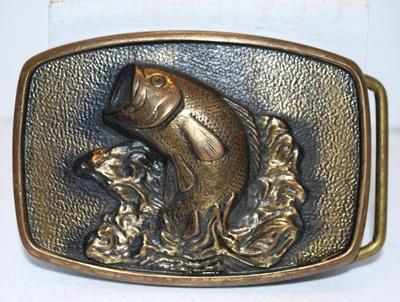 Largemouth Bass Belt Buckle Solid Brass BTS 1978 3 1/2 x 2 1/2