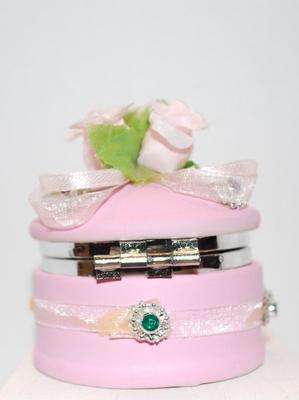 Very Pink Hinged Flowered Trinket Box 3" H