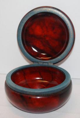 Genuine Alabaster Round Trinket Box Made in Italy 3" H x 3" Diam.