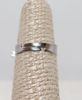 Diamond Shape Aggregate Black Stones Ring with Clear Stones Surround and Split Band (5.4g) Size 6 1/2