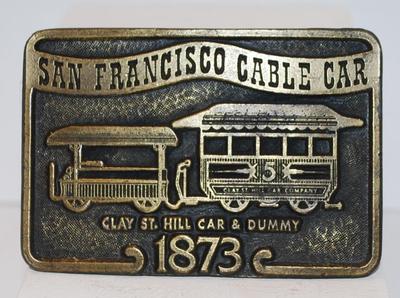 "San Francisco Cable Car" Belt Buckle 1873 3" x 2" Rect.