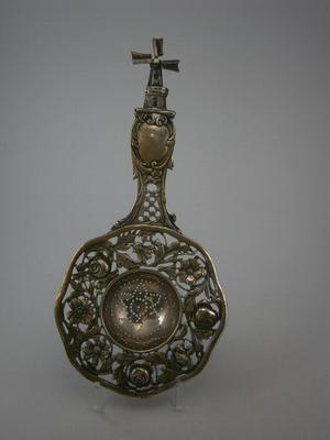 Large Ornate German 800 Silver Tea Strainer