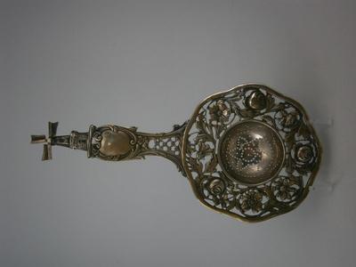 Large Ornate German 800 Silver Tea Strainer
