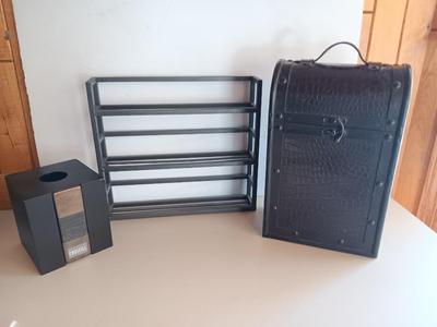 Bathroom Decor - Kleenex box - toilet paper organizer trunk and a wall small shelf