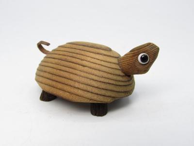 Mid Century Modern small wood turtle OMC JAPAN wooden figurine