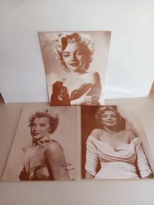 Three pictures of Marilyn Monroe