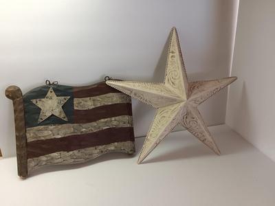 Wooden United States Flag with white metal star GOD BLESS THE USA!