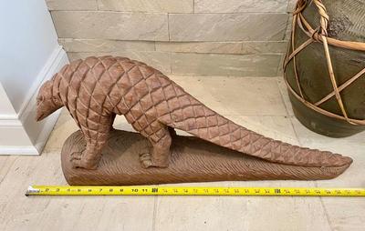 Hand carved wooden pangolin