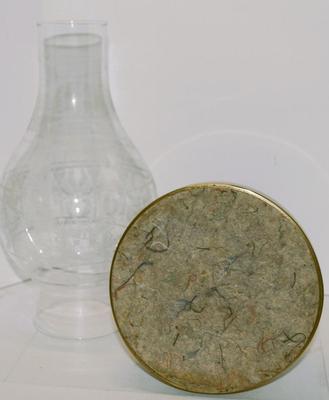 Brass-Style Base Oil Lamp with Flowery Design Chimney & Wick 15" Tall