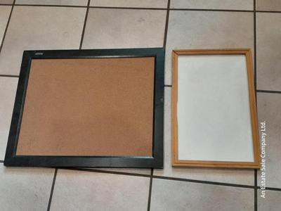 Framed corkboard and framed whiteboard