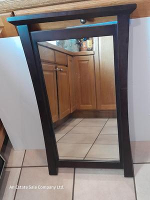 Framed cherry wood color Home accent mirror