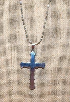 Silver & Black Filled Crucifix Cross Pendant Necklace 22