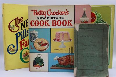 Vintage 1856 Lady's Cook Book,Betty Crocker, Del Monte & The New Pillsbury Family Cookbook (Total of 4)