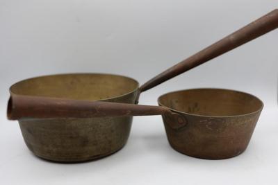Vintage Heavy Brass Saucepans (2)