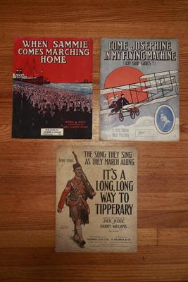 1914 Sheet Music of Three Songs & Beautiful Covers