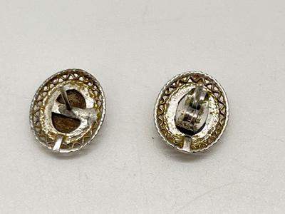 LOT 309: Vintage Sterling Cameo Necklace and Earring Set