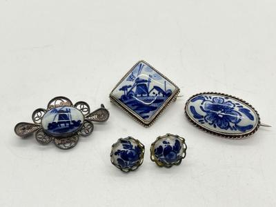LOT 310: Antique/Vintage Delft Pins/Brooches and More