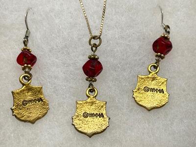 LOT 317J: White House Historical Association Earrings and Pendant Set on 14K Gold Chain