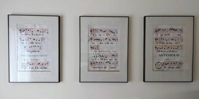Antique Latin Antiphonal Vellum Framed Music Art Collection