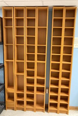 LOT 16: Tall Wood Multimedia Storage Shelf