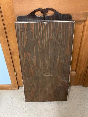 LOT 19: Ikea Style Paper Shade Floor Lamp and Vintage Tiger Wood Wall Cabinet