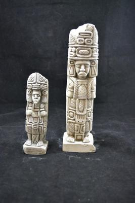 Reproduction Chalk Pre-Colombian Art Figures 10â€/6.5â€