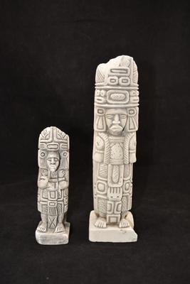 Reproduction Chalk Pre-Colombian Art Figures 10â€/6.5â€