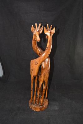 18.5â€ Entwined Giraffe Carving