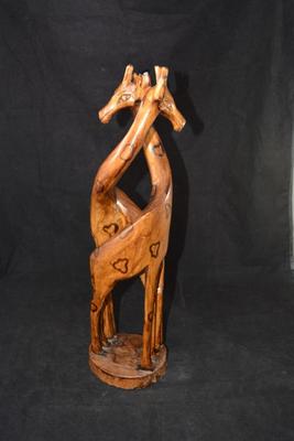 18.5â€ Entwined Giraffe Carving