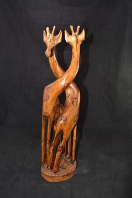 18.5â€ Entwined Giraffe Carving