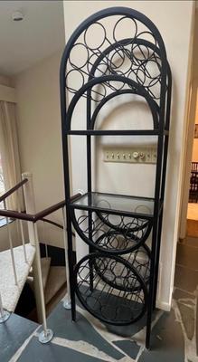 Black Metal Wine Rack w/Glass shelves (LR-RG)