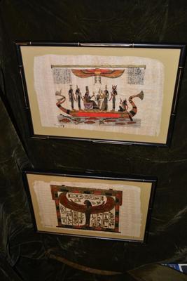 Pair of Egyptian Papyrus Paintings 16.25â€x11.5â€