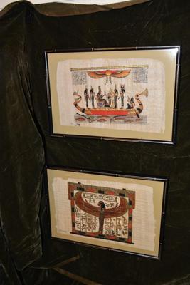 Pair of Egyptian Papyrus Paintings 16.25â€x11.5â€