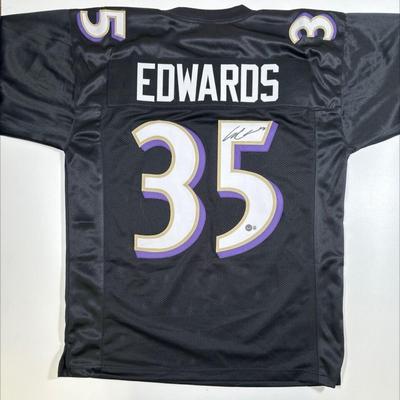 Gus Edwards Beckett Witnessed Hologram Autographed Jersey- Baltimore Ravens