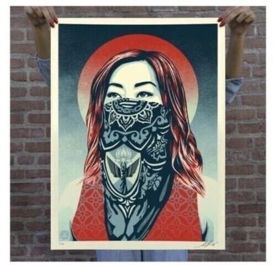 Obey Giant Shepard Fairey Just Future Rising Art Print Signed Poster 18x24” MINT