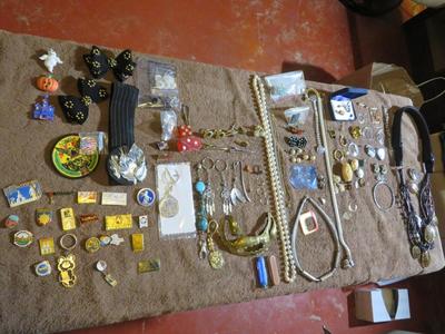 Misc Estate Jewelry Lot - Russian Olympic Pins, Single Earrings & Broken Jewelry For Parts - Cufflinks ++++